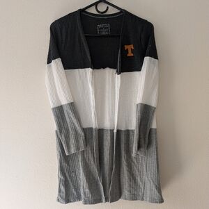 University of Tennessee Black/Gray/White Striped Cardigan sz S Gameday Couture